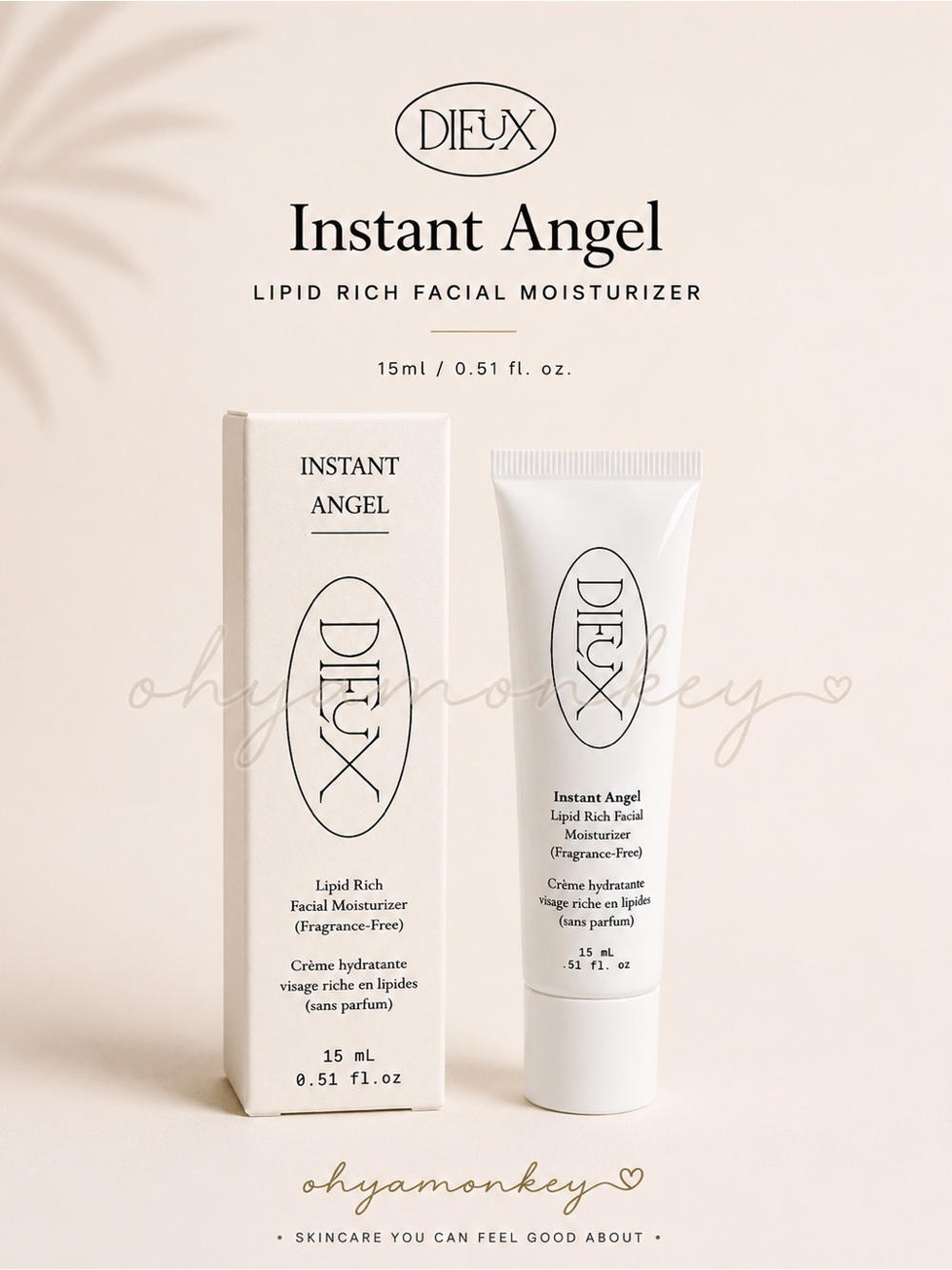 Dieux Instant Angel Lipid Rich Facial Moisturizer 15ml Travel Size